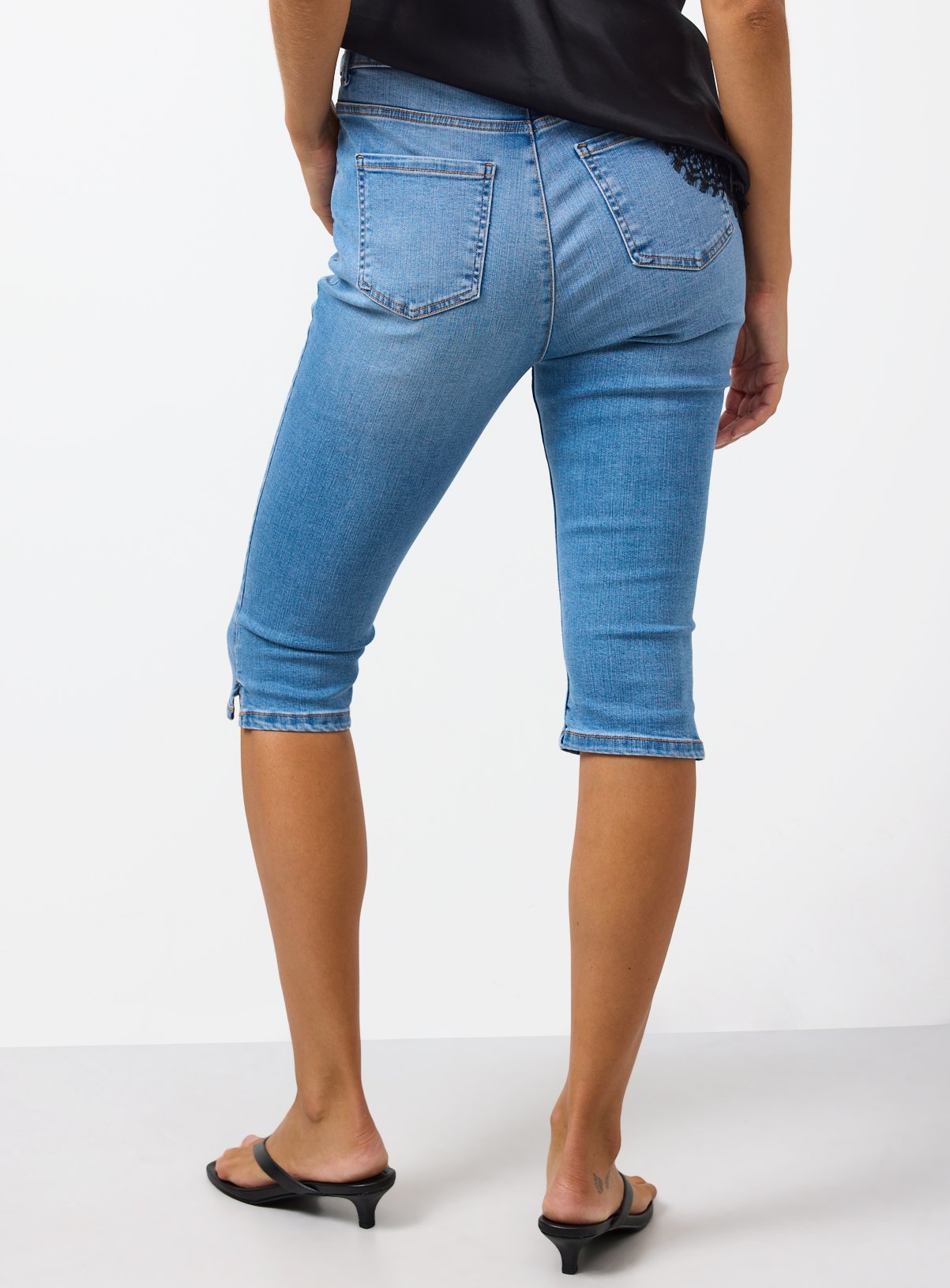 Mid Denim High Rise Capris 8 - Image 4 thumbnail